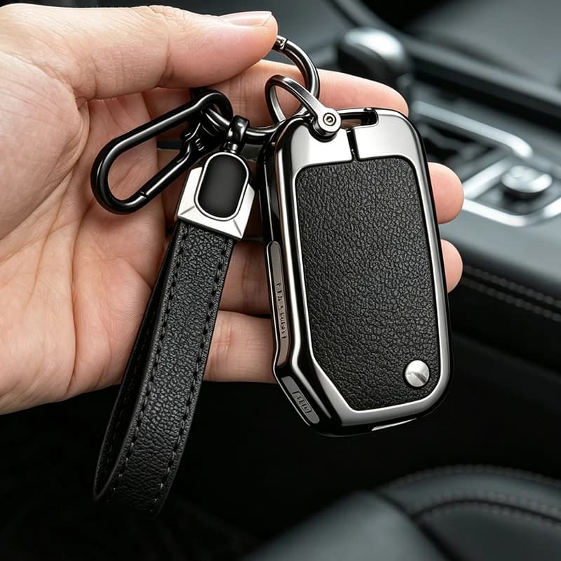 Zinc Alloy Leather Car Key Case Cover For Kia Sportage Ceed Xceed Sports K5 Seltos 2019-2023 Protect Shell Accessories