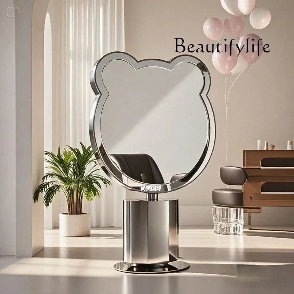 MM Hair salon mirror table Barber shop Hair salon special floor perm and dye hair cut mirror single and double sided new model