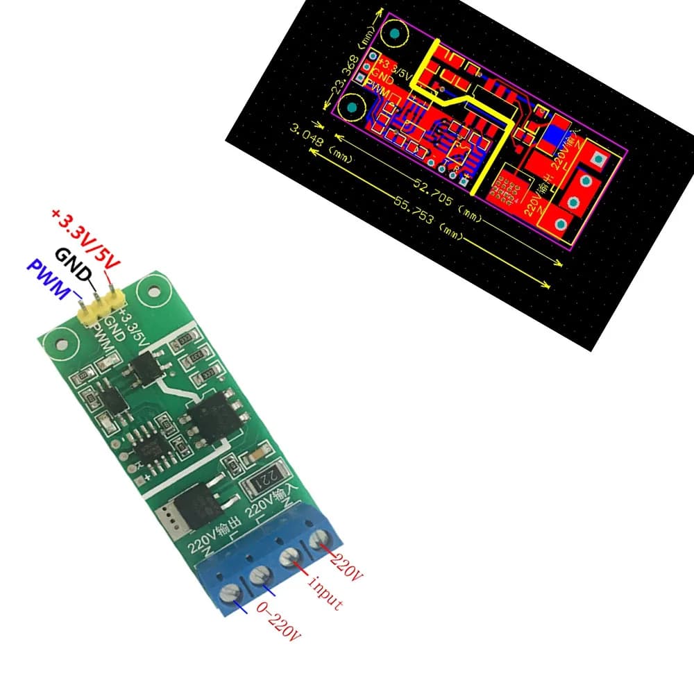 SCR PWM 0-100% Frequency Duty Cycle Adjustable Module AC 220V PWM Motor Speed Controller Dimmer Speed Voltage Power Regulator