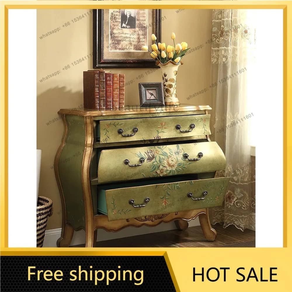 FG American painted living room wall locker solid wood retro porch aisle decorative cabinet