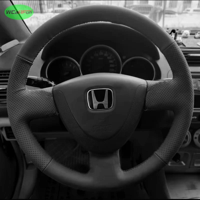 Car Steering Wheel Cover Customize Microfiber Leather Steering Wrap Car Accessories For Honda City Fit Jazz 2001-2008 Braid