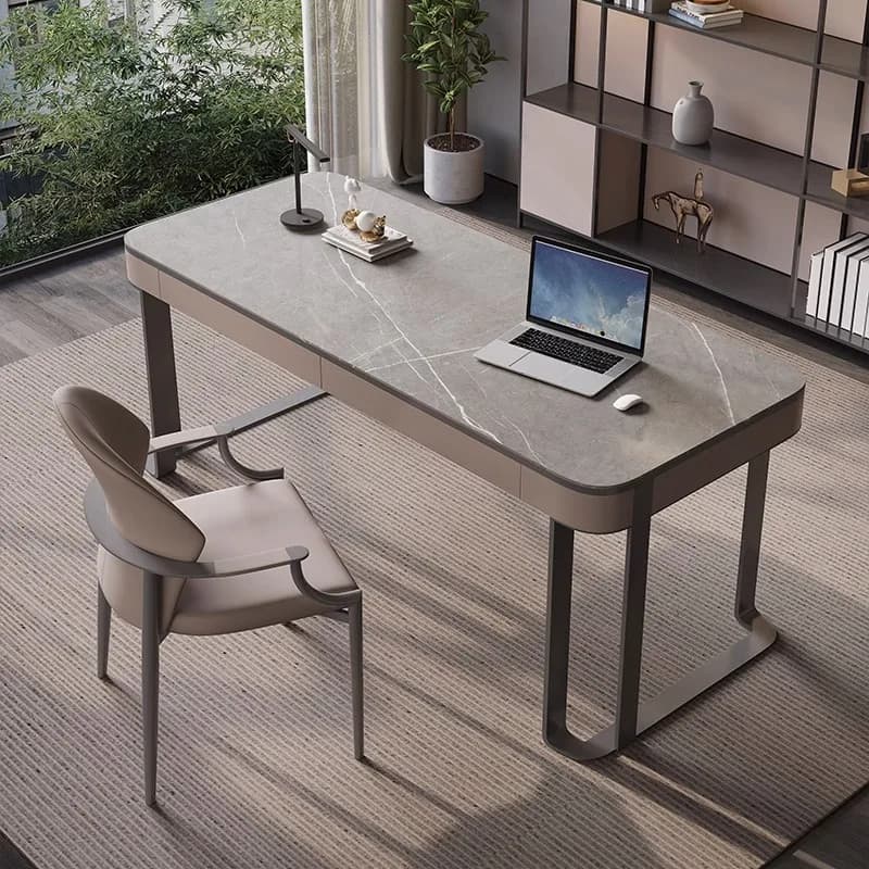 Light luxury study Italian minimalist rock slab computer desk home modern simple office designer writing desk
