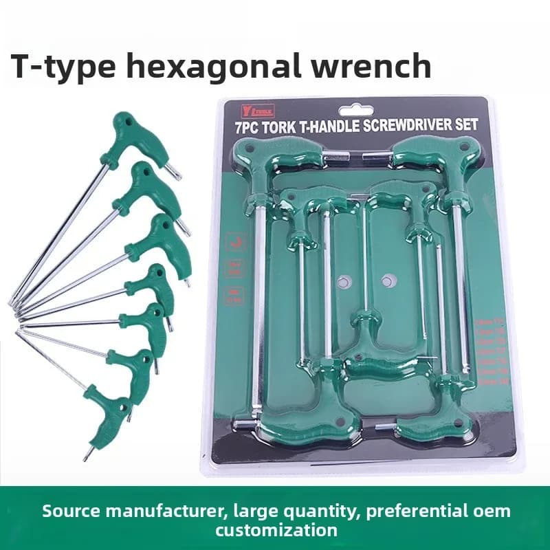 Double Ended Extended Length T Shaped Hexagon Wrench with Rubber Handle Flat Head Hexagon Wrench Ideal for Various Applications