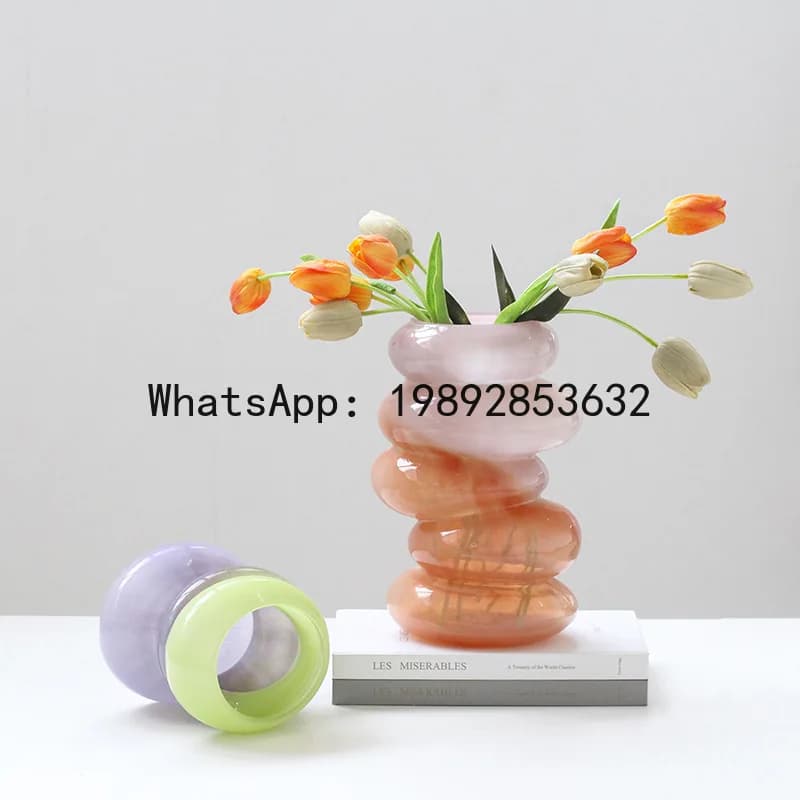 X-21  Nordic ins style light luxury new candy color gradual change glass vase