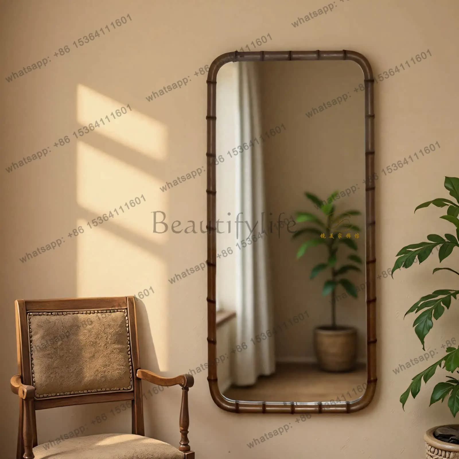 D33 French retro full-body mirror medium and ancient style wall-mounted entrance floor mirror