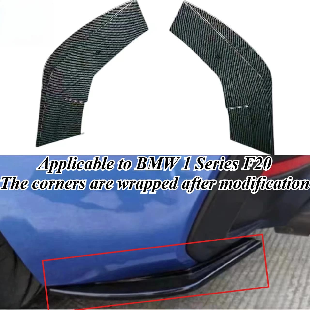 For BMW 1 Series F20 2015-2018 Rear Bumper Corner Spoiler Lip Gloss Black ABS Plastic Exterior Styling Body Kit Car Accessories