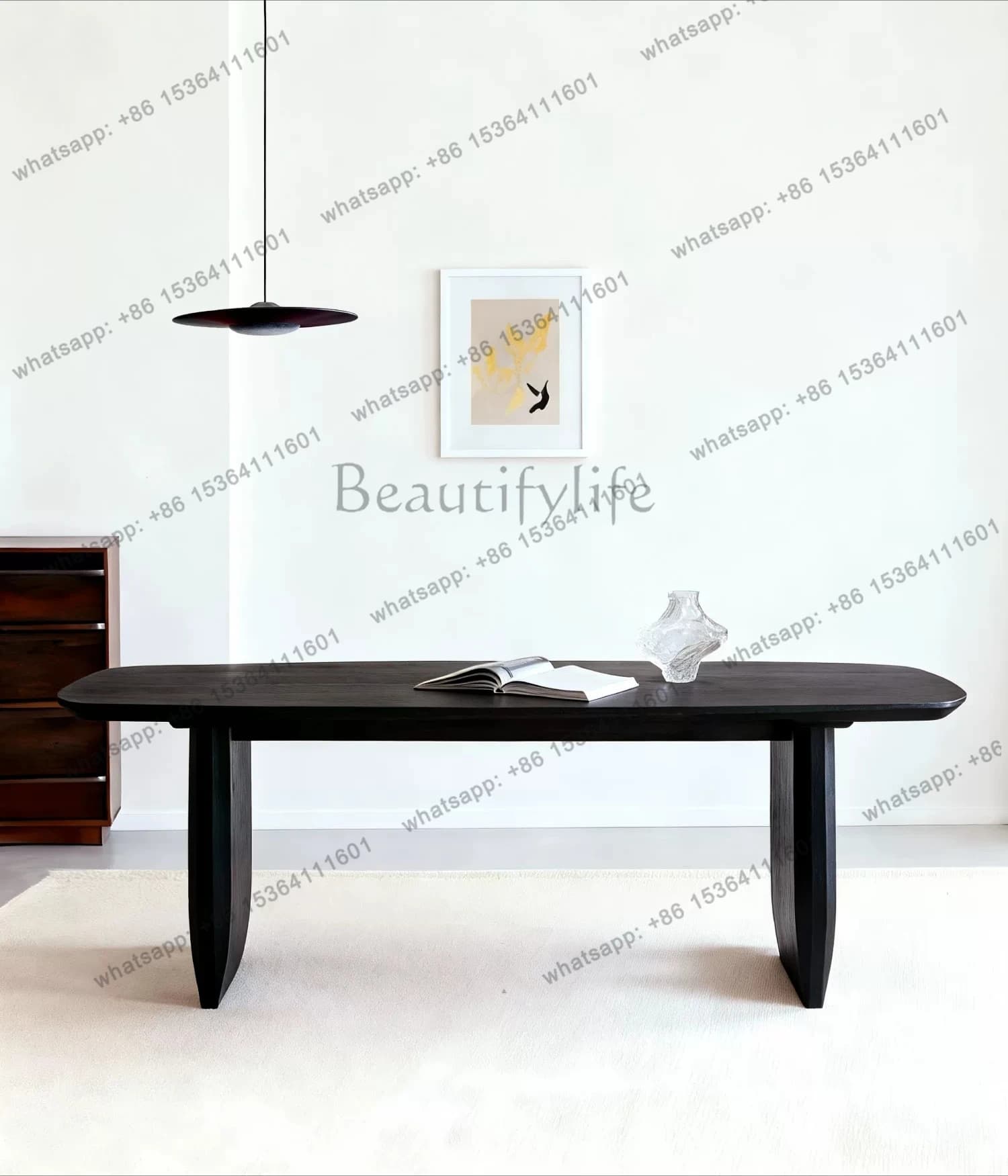 Oval Dining Table Black Modern Minimalist Square Table Arc Writing Worktop