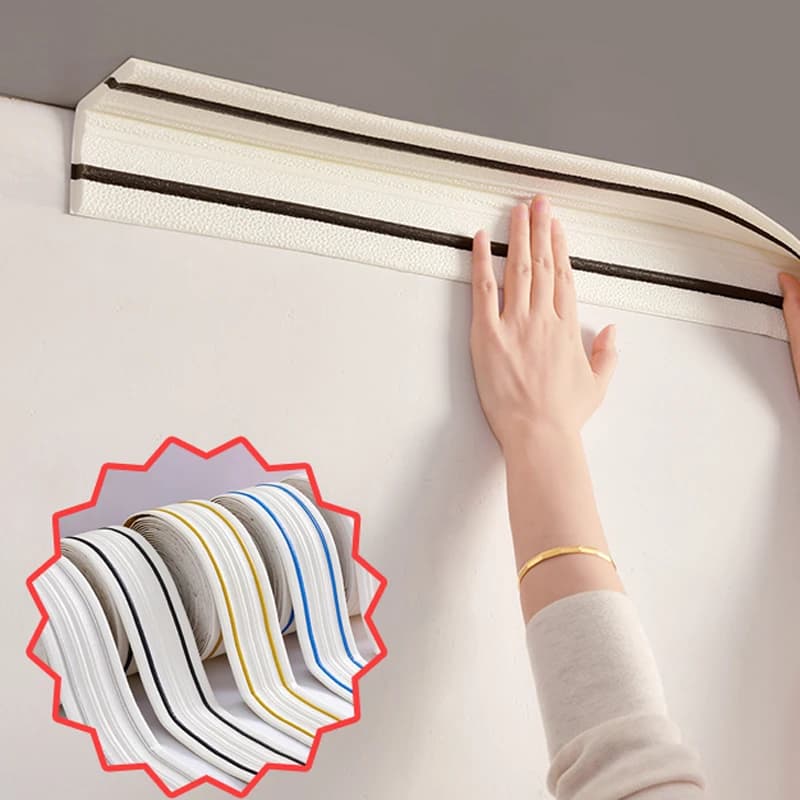 9.2M Foam Wall Sidebar Sticker Self-adhesive Waterproof Baseboard Waist Line Sticker 3D Decorative Skirting