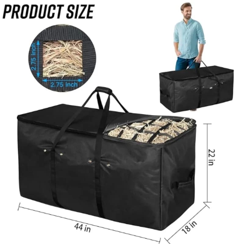 Foldable Portable Hay Bag Horse Feeder Tote Collapsible Dry Grass Sack Livestock Feeding Moving Storage Bag