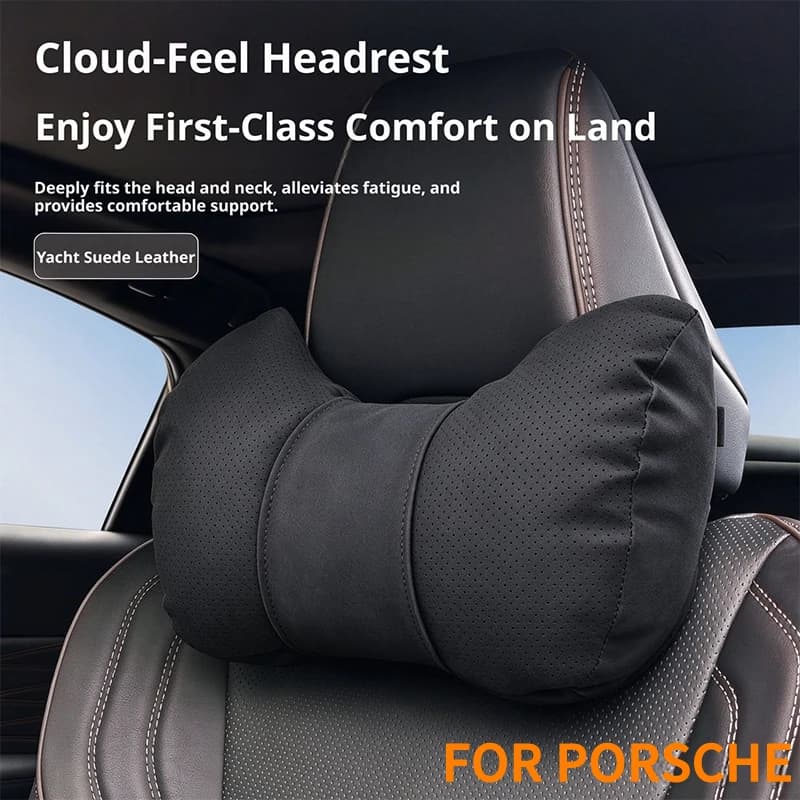 For Porsche car horn-shaped comfortable soft headrest Macan Cayenne 911 Panamera 718 Taycan universal interior accessories