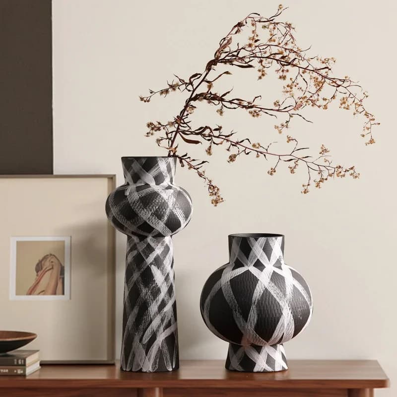 Modern Minimalist Ceramic Vase, Creative Flower Vase for Living Room Entryway TV Cabinet Desktop Home Decor Ornament