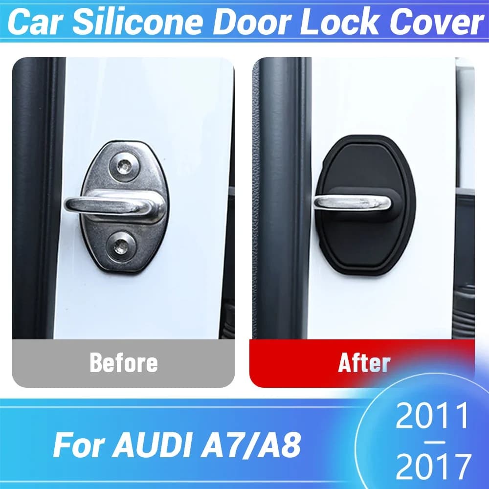 For AUDI A7 A8 2011-2017 Automotive Door Latch Anti-collision Car Door Lock Silicone Buckle Protector Cover Accessories