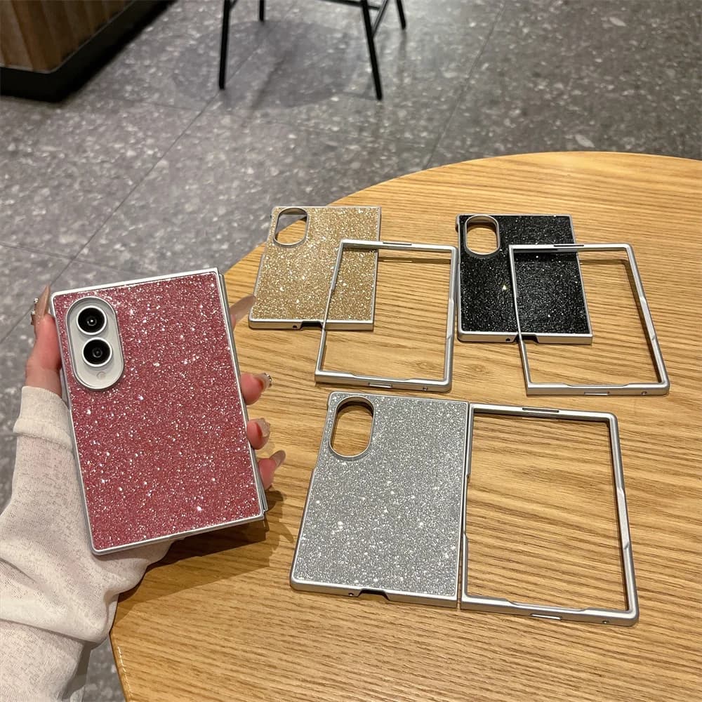 Luxury Solid Sparkle powder Phone Case For Samsung Galaxy Z Fold 8 Ultra Fold7 6 5 4 Hard Protective Cover Multi Colors Funda