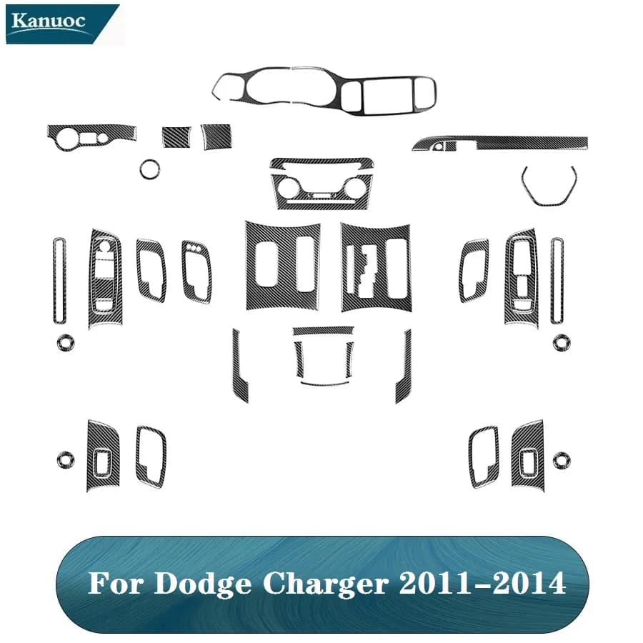 For Dodge Charger 2011 2012 2013 2014 Carbon Fiber Various Parts Black Stickers Car Interior Decorative Accessories
