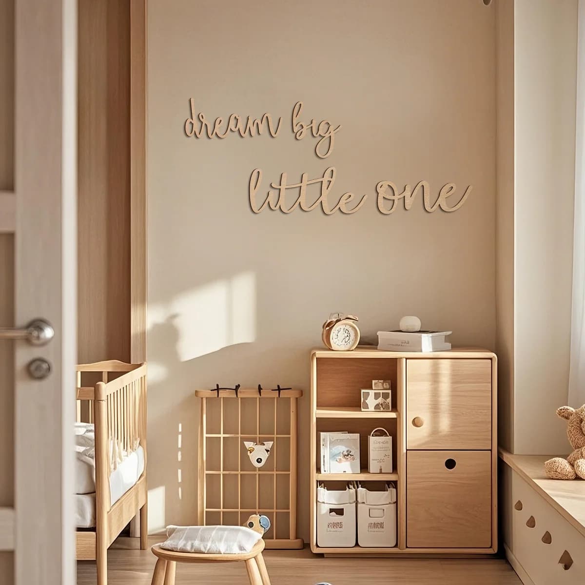 Dream Big Little One Wood Sign - Boho Nursery Wall Art, Kids Room Decor, Inspirational Wall Decoration for Bedroom & Playroom