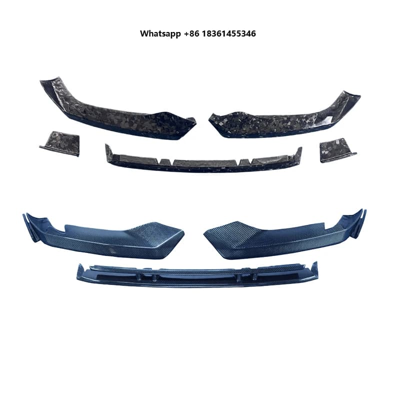 For TTRS Carbon Fiber Bodykit Front Shovel & Rear Lip Side Skirt Surround Wind Knife Tail with Forge Bumper Lip Car Model