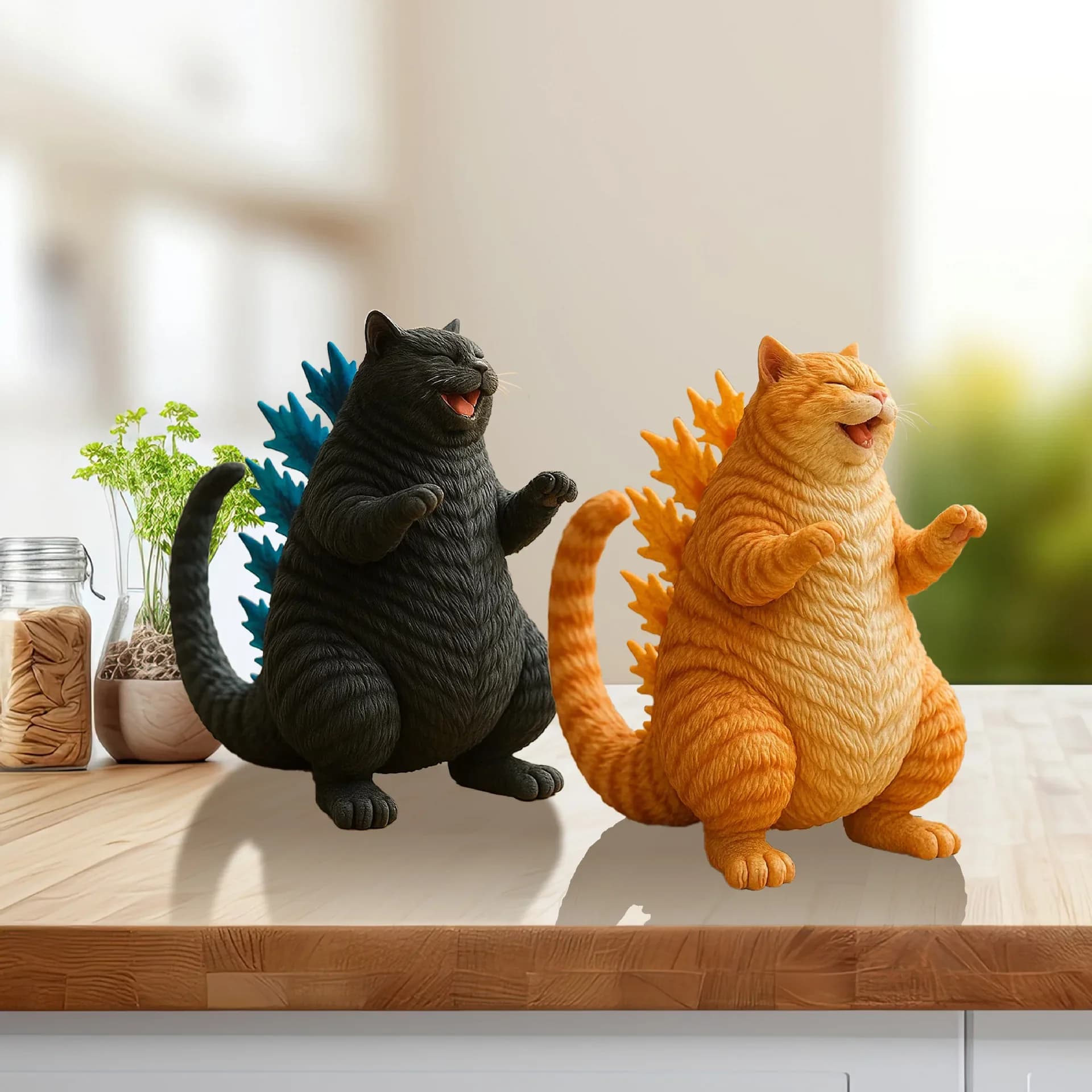 Goth Cat Monster Cat Figurine statue funny ugly cute home office desktop creative decoration