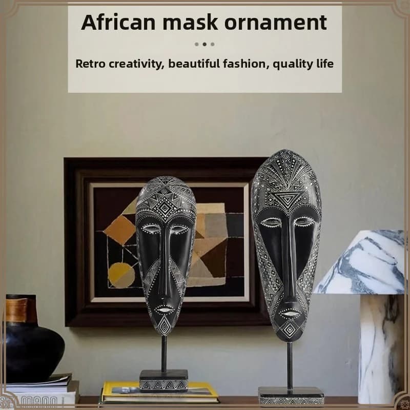 Decoration Crafts African Mask Sculpture Resin Art Handmade Abstract Decor Classical Art Statue Home Decoration