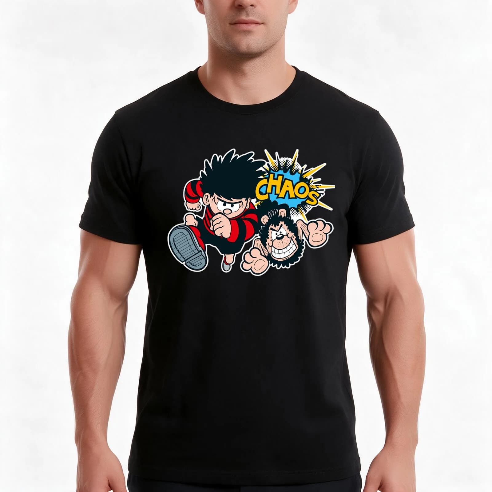Dennis the menace CHAOS retro style T-Shirt, Summer Casual Cotton Tee, Oversized Streetwear Tops, Vintage Graphic Print