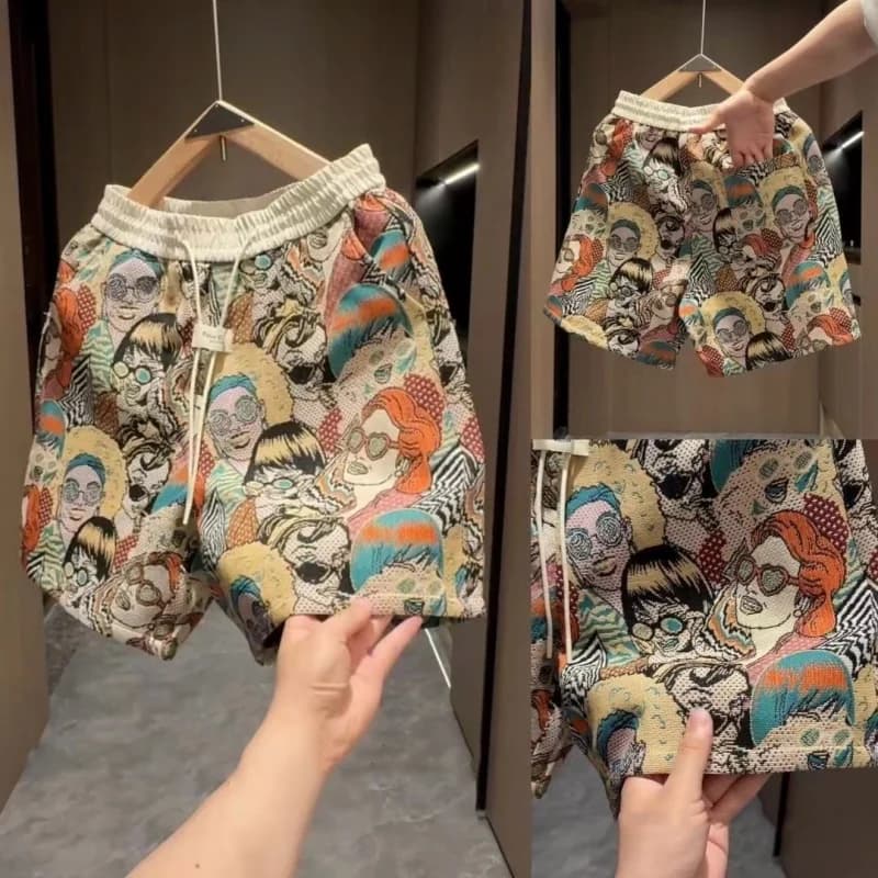 Summer Shorts Thin Character Prints Men's Shorts Loose Casual Cropped Pants