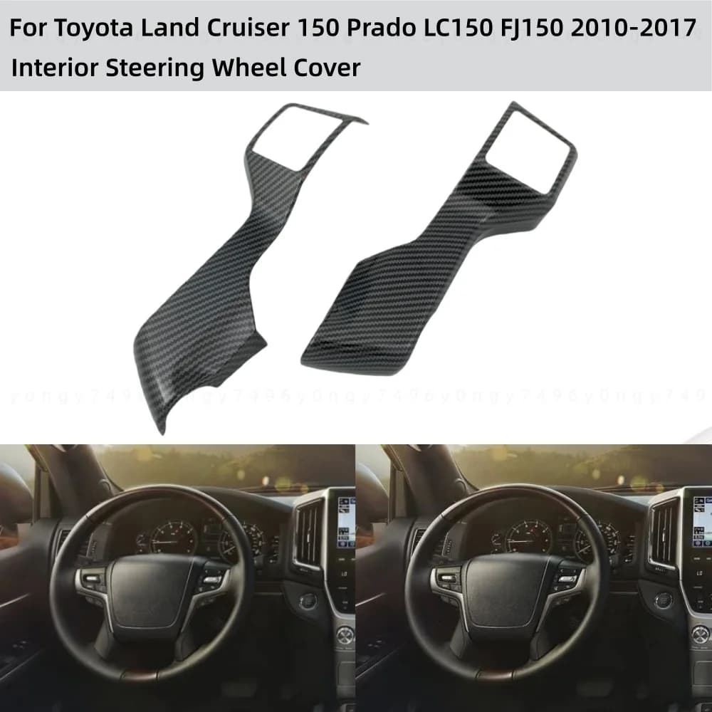 Carbon Interior Steering Wheel Cover Trim Car Styling For Toyota Land Cruiser 150 Prado LC150 FJ150 2010 2011 2012 2013-2017