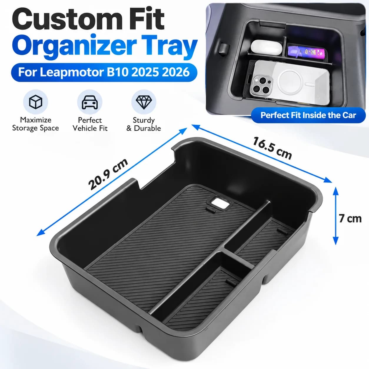 Armrest Storage Box Organizer for Leapmotor B01 2025 Center Console Interior Tray Container Automotive Modification Accessory