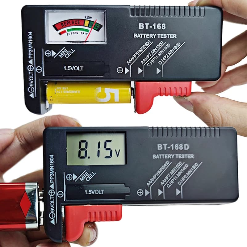 1Pcs BT-168 BT-168D Digital Battery Tester LCD Display AA/AAA/C/D/9V/1.5V Button Cell Battery Capacity Check Detector