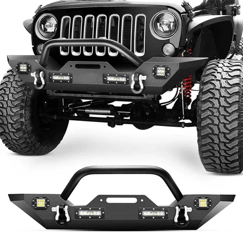 Maiker Front Bumper With LED Light For Jeep Wrangler JK Accessories Offroad Bull Bar Steel Bumper Guard For Jeep