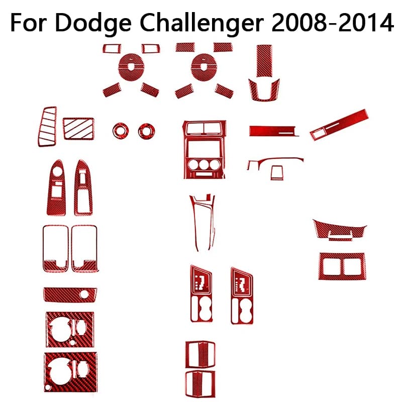 For Dodge Challenger 2008 2009 2010 2011 2012 2013 2014 Carbon Fiber Red Stickers Car Interior Decorative Accessories