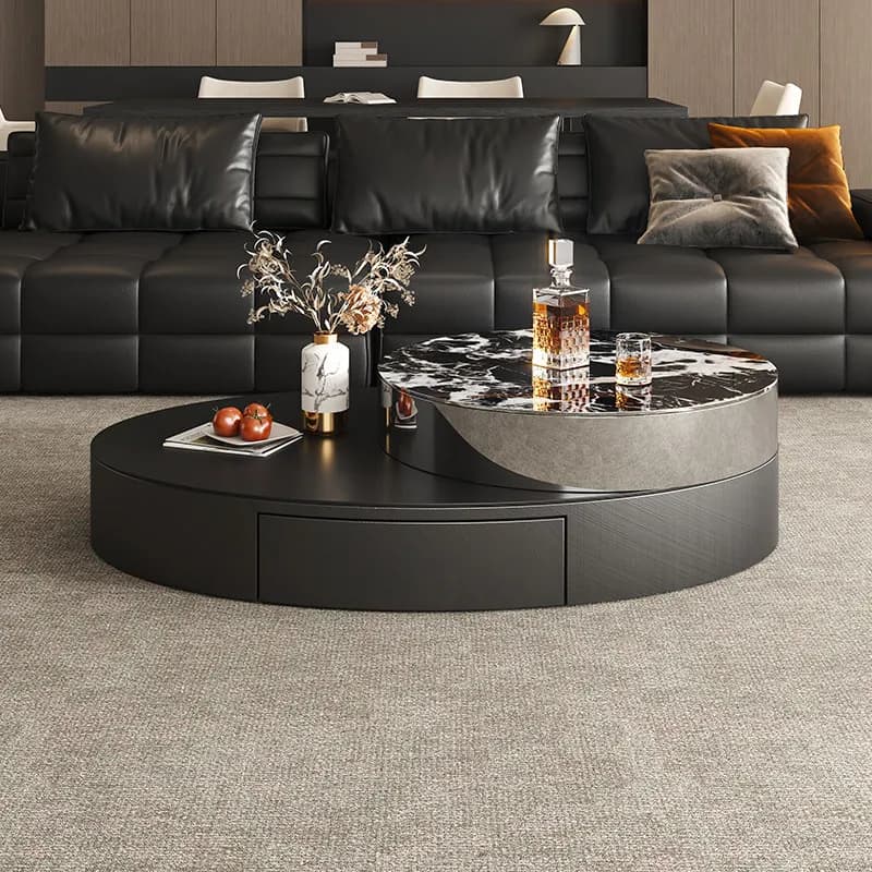 Italian Black Living Room Coffee Tables Round Narrow Designer Coffee Tables Modern Nordic Mesa De Centro Sala Furniture For Home