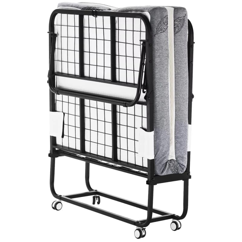 Sturdy steel frame simple folding bed 38 X 75 double size with memory foam mattress, foldable