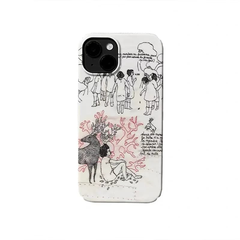 Black and White Antlers Phone Case for IPHONE 17 Air 16E 15 PROMAX 14 Plus 13 12 MINI 11PRO 16Plus XR XS MAX Acrylic Phone Cover