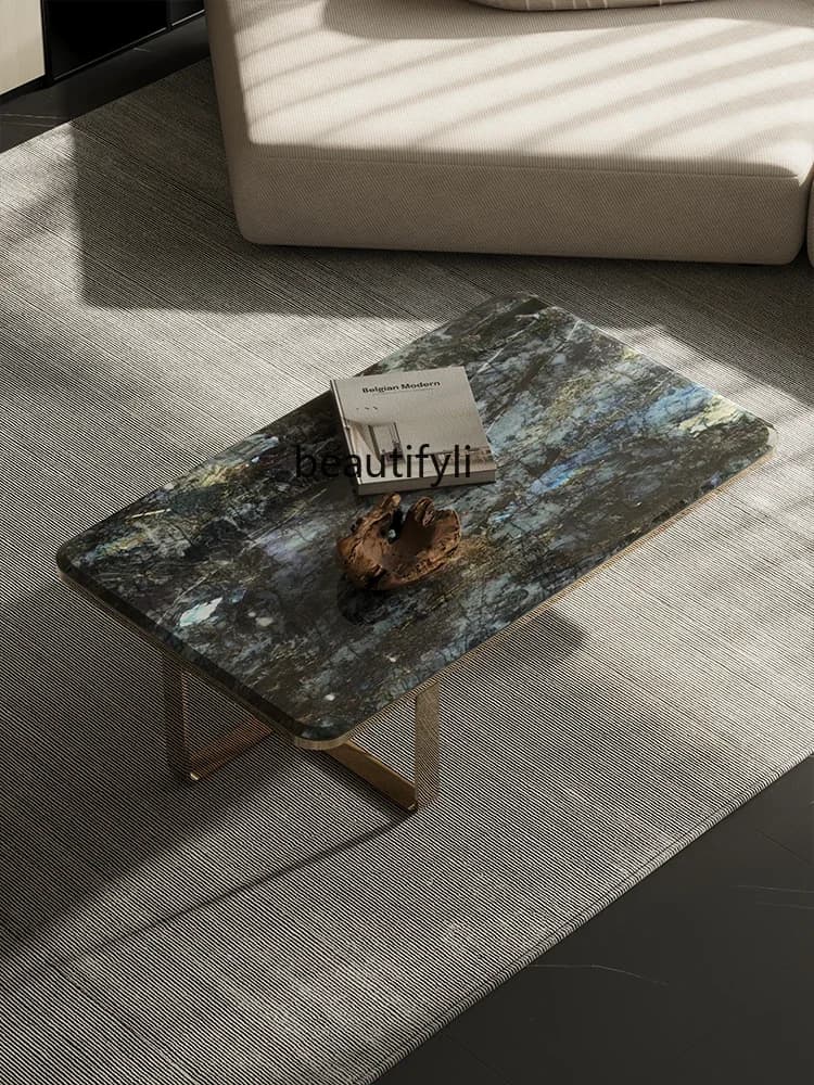 yj57 High-grade natural marble coffee table, Italian minimalist rectangular simple engineering coffee table