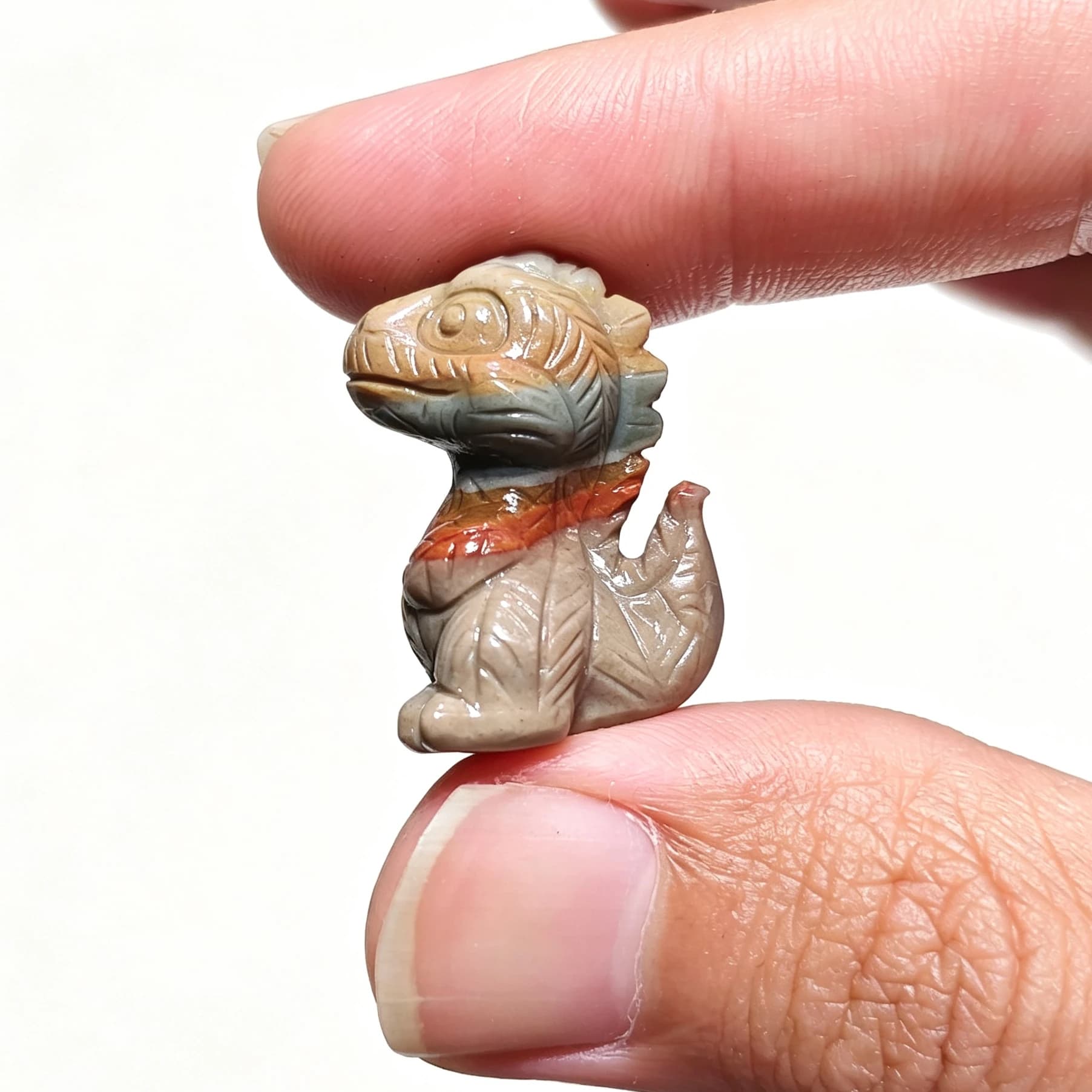 Natural Alashan Jasper Mini Dinosaur Gemstone Carving Approx 2cm Multicolor Mineral Animal Figurine Craft Accessories 1 Pc