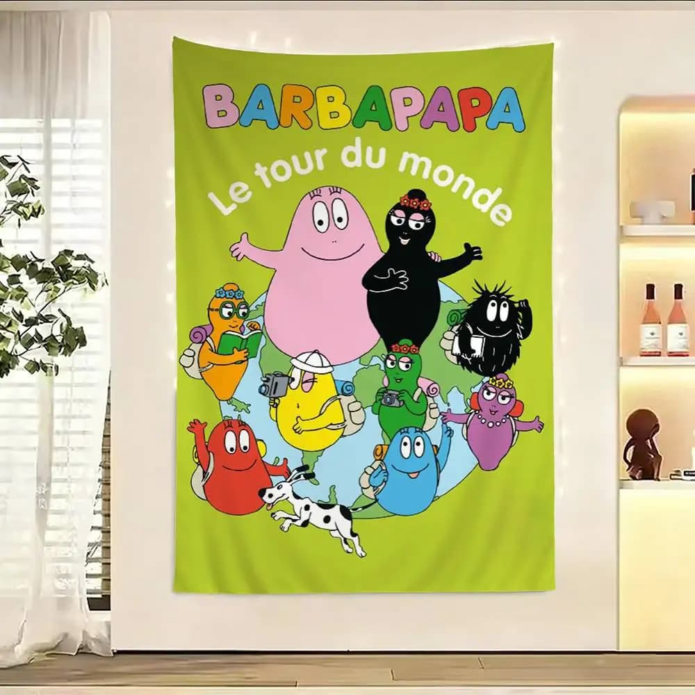 Cute Cartoon B-Barbapapa Flag Digital Printing Banner for Garage Wall Out Door Decoration