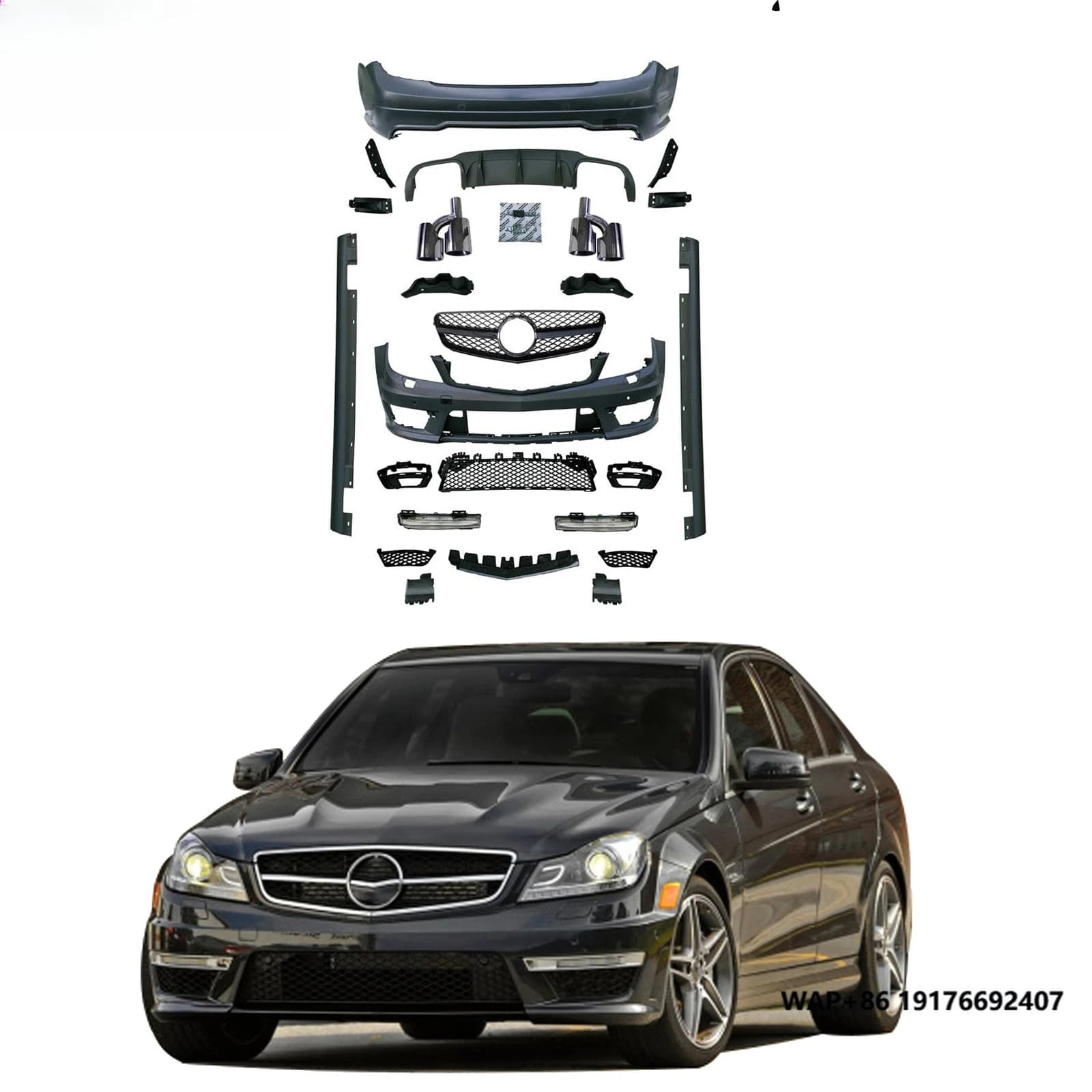 Leishuo Auto Parts ABS/PP/Carbon Fiber Body Kit Bodykit for MercedesBenz C Class W204 Upgrade AMG C63