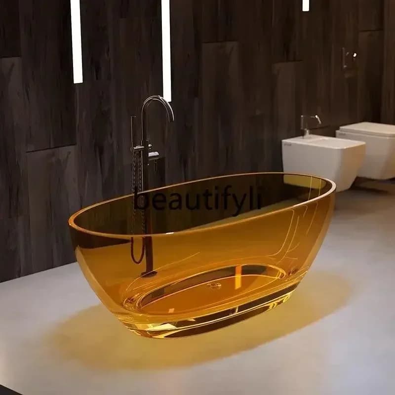 54Resin crystal artificial stone bathtub Home hotel Color transparent integrated homestay Free-standing bathtubAsmt5203SSS