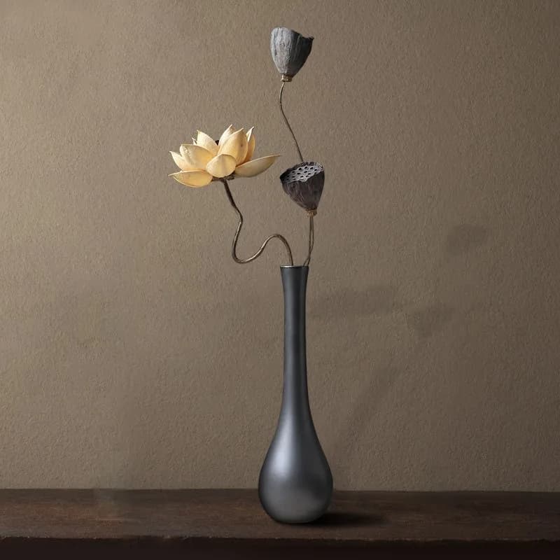 2026 New Small-Space Vintage High-End Ceramic Vase Decoration Home Solid Color Room Decor Minimalist High-Aesthetic Vases
