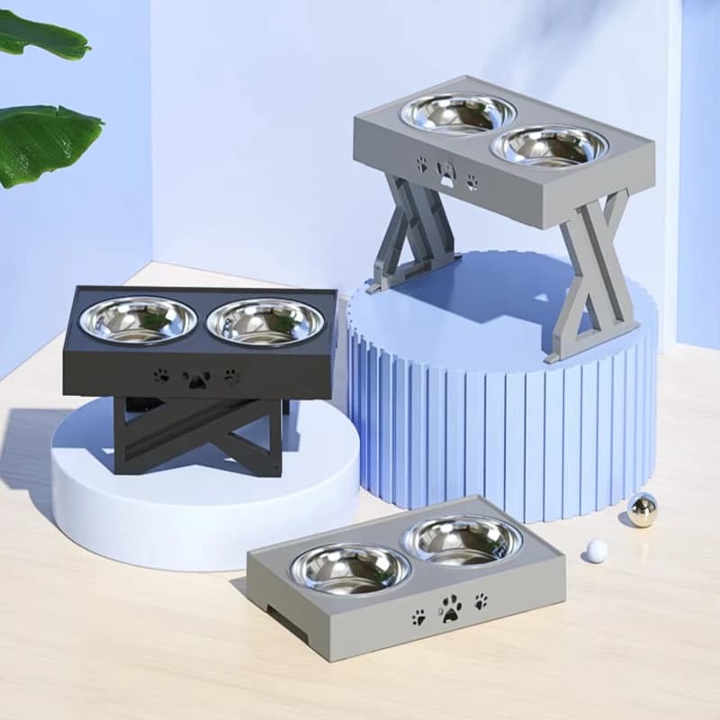 Pet Bowl, Dog , Adjustable Height, Stainless Steel , Double Bowl Lifting Table, Dog Food Bowl, Pet Supplies