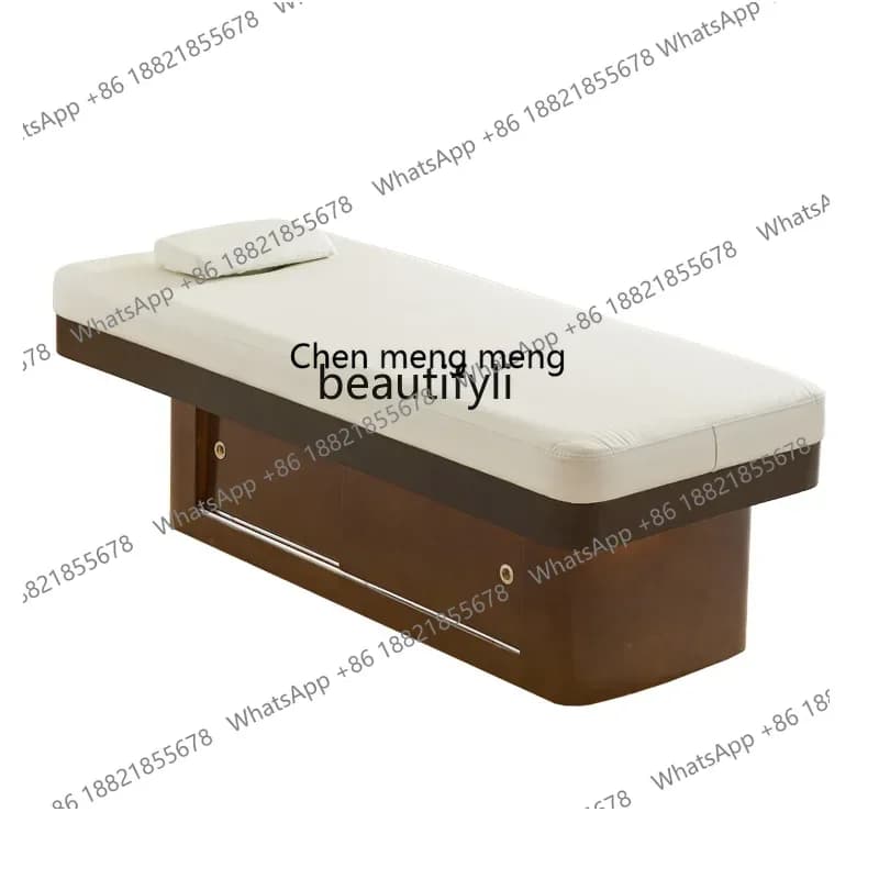 xzSolid Wood Beauty Salon Special Massage Massage Bed Body Shaping Belt Ambience Light Latex Spa Physiotherapy Bed