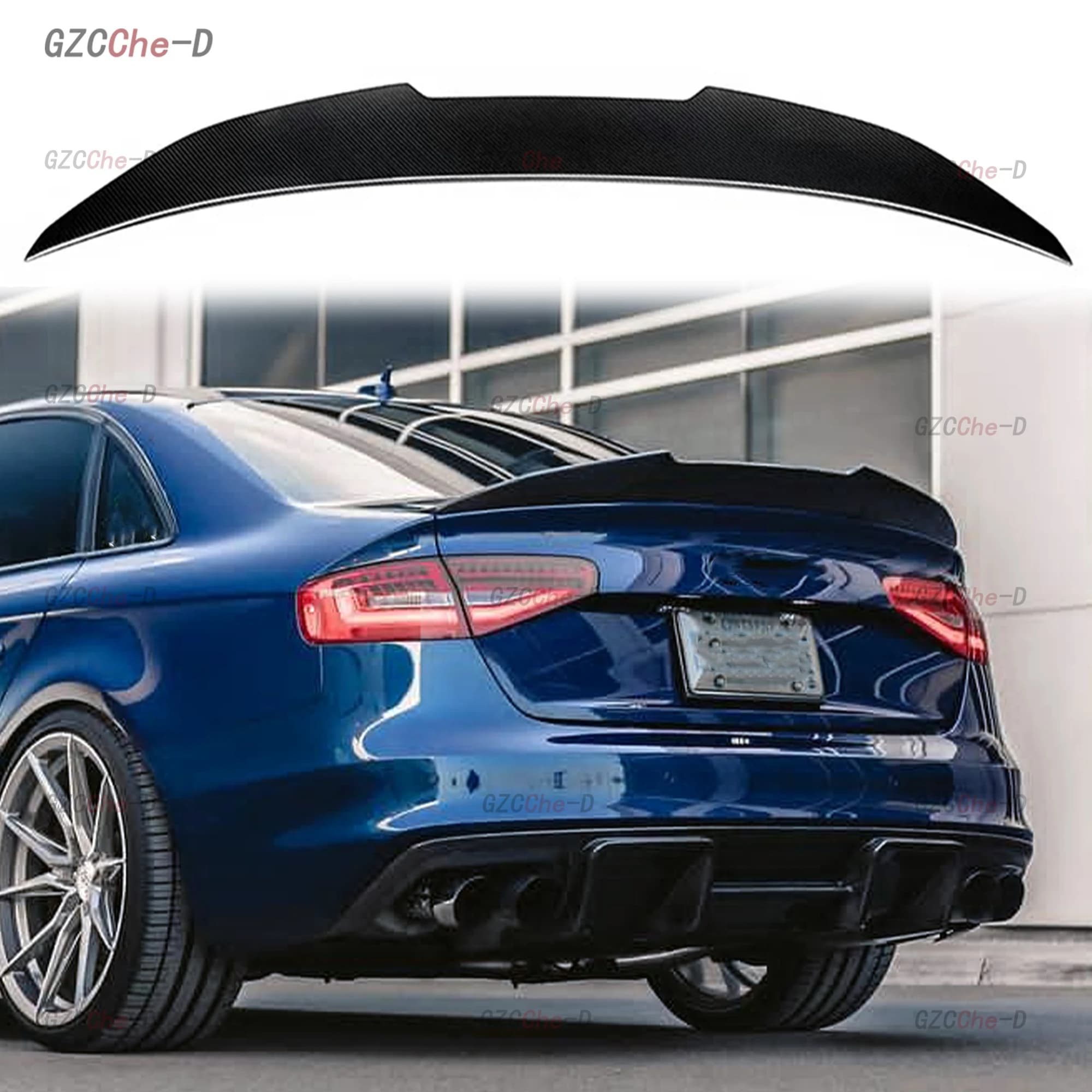 Suitable for Audi A4 B8.5 2013-2016 PSM style spoiler, ABS and carbon fiber materials, car trunk lid decoration kit (A4 only)
