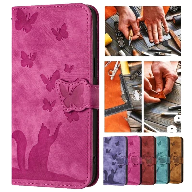 Wallet Bags Flip Cover For Samsung Galaxy A16 5G Etui Cat Leather Case on For Samsung A16 A14 A15 A24 A35 A34 A54 A55 A05 A25 5G