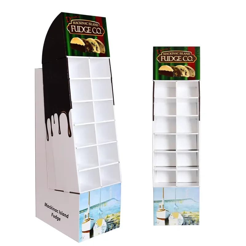 Premium Cardboard Chocolate Floor Display Stand With Pocket For Dessert Promotion Freestanding Retail Shop Fixture 2022 New