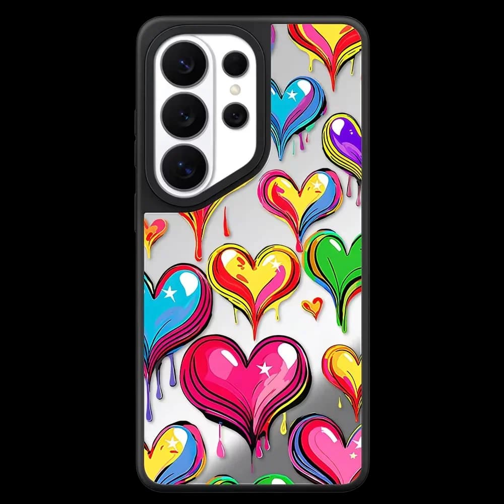 Colorful Graffiti Heart Mirror Magnetic Case: Compatible with Samsung Galaxy S23 U S24U S25 S26 Ultra S25+ S26 Plus Shell