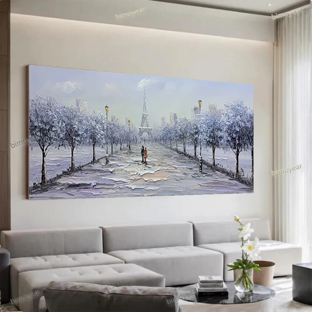 100% Hand Painted Abstract Oil Painting on Canvas - Wall Art Picture of a Beautiful Forest Ideal Home Mural Decor Living Room