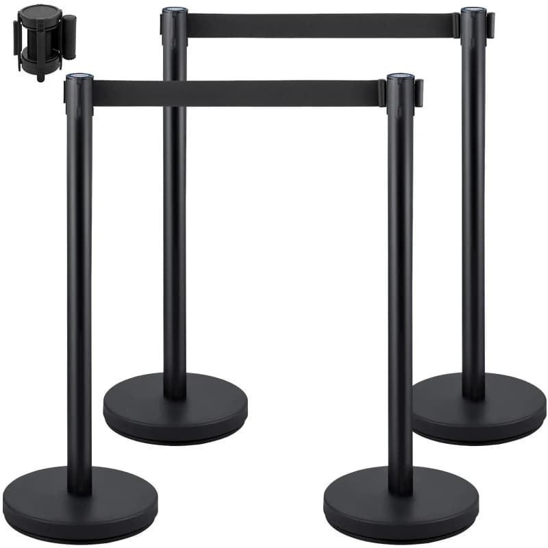 Queue Security Posts Crowd Control Stanchion Barrier Stand Crowd Barrier w/ Adjustable Belt for Party Exhibition