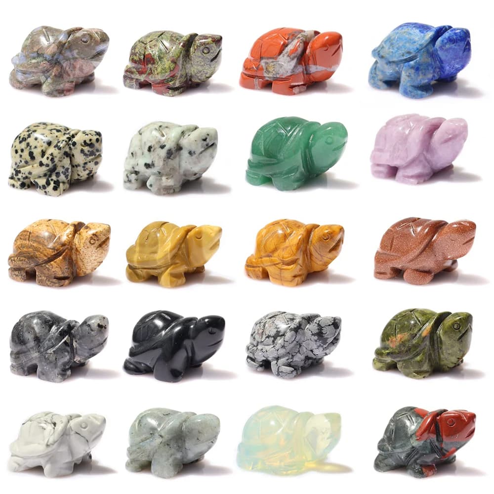2" Natural Crystal Turtle Statue Sculpture Stone Healing Reiki Pocket Gemstone Figurines Mineral Specimen Home Decor Gifts