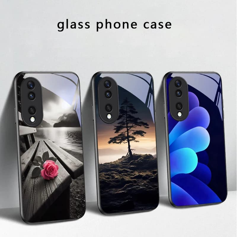 Small pebble flowers For Honor X5 Plus X30 X9c Smart X5b X9a X30 Max X50i 30 Pro 50 Pro 70 90 Smart 200 Lite Glass Phone Case
