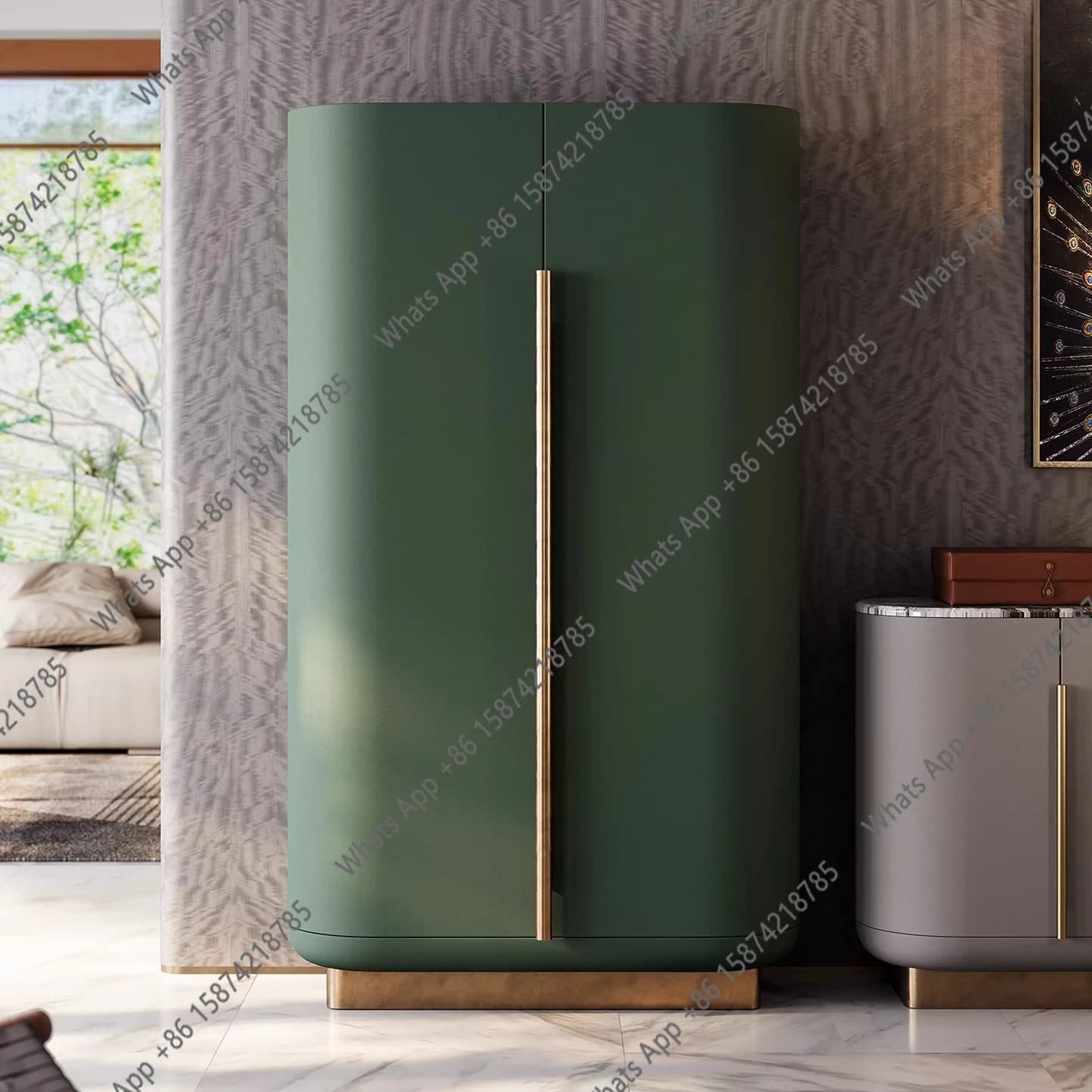 High-end light luxury wine cabinet, sideboard, Italian mansion, large flat floor, customized bedroom, dining room entrance