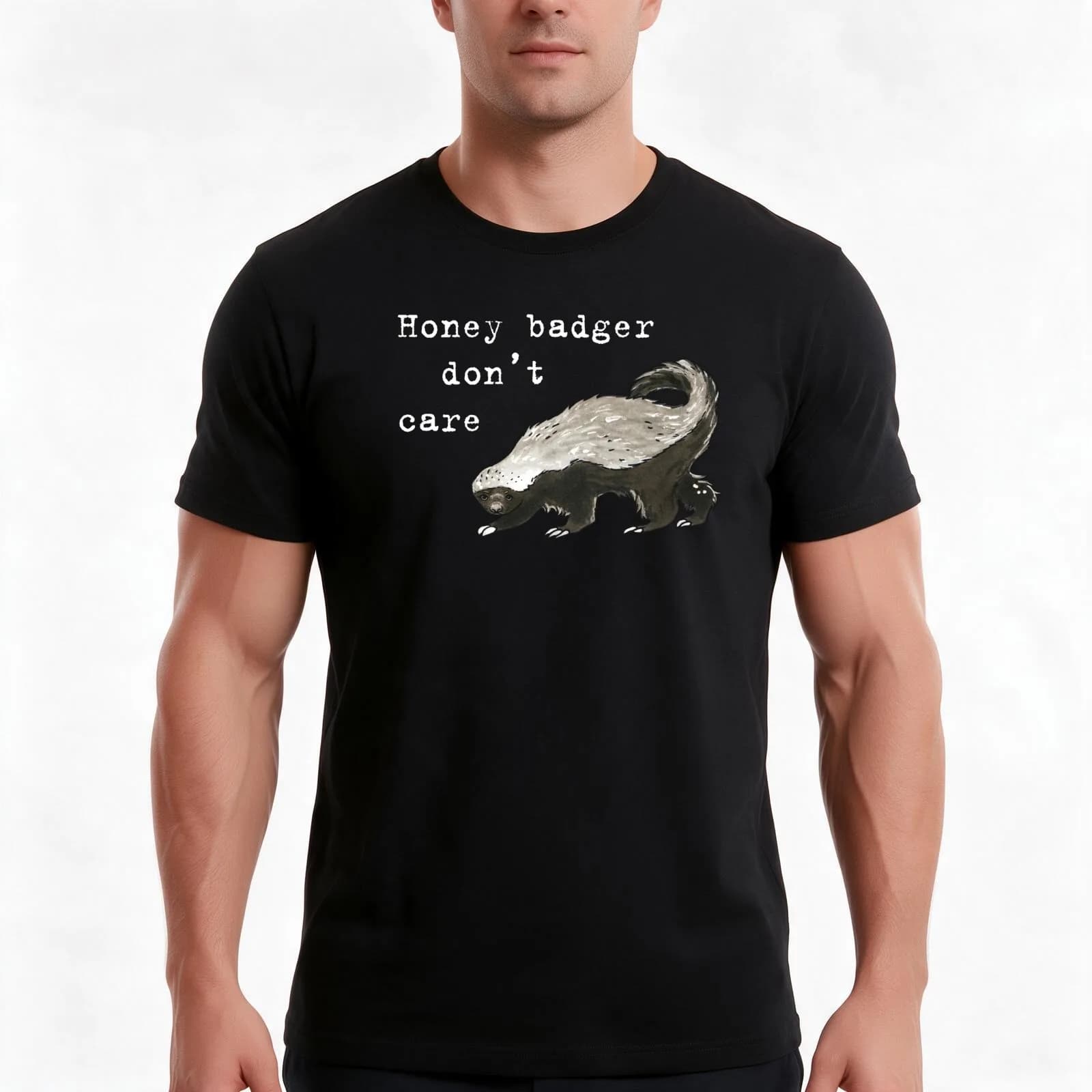 Honey badger dont care - Animal series T-Shirt, Summer Casual Cotton Tee, Oversized Streetwear Tops, Vintage Graphic Print